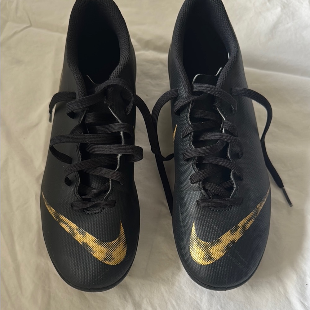 Mercurial Nike Black and Gold Youth Cleats
